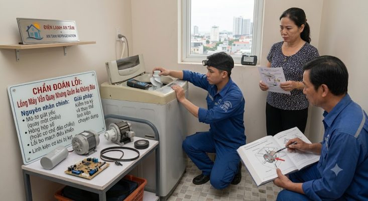 Lồng Máy Vẫn Quay Nhưng Quần Áo Không Đảo