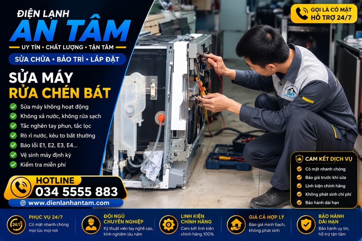 sửa máy rửa chén tại nhà Bình Dương