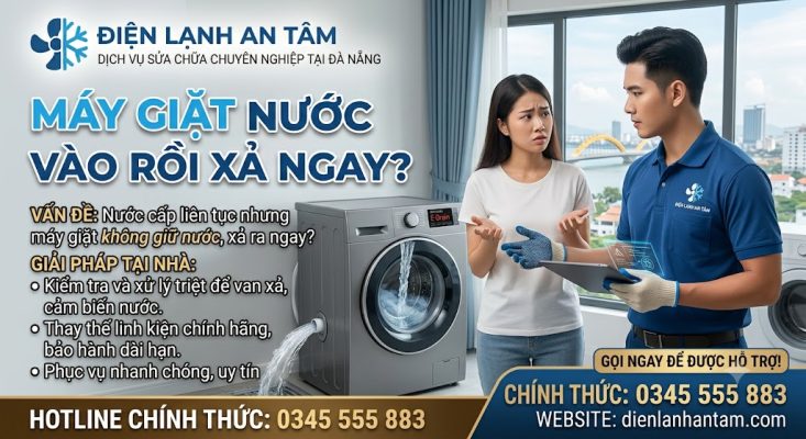 máy giặt nước vào rồi xả ngay