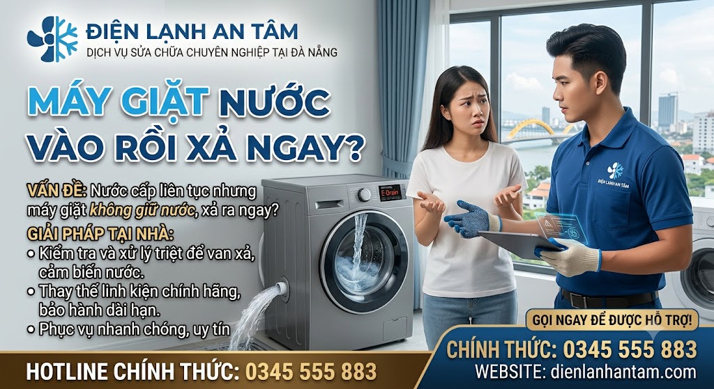 máy giặt nước vào rồi xả ngay