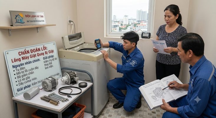 Máy giặt quay lồng bị giật khi vận hành