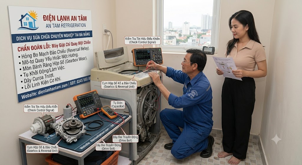 Máy giặt chỉ quay một chiều