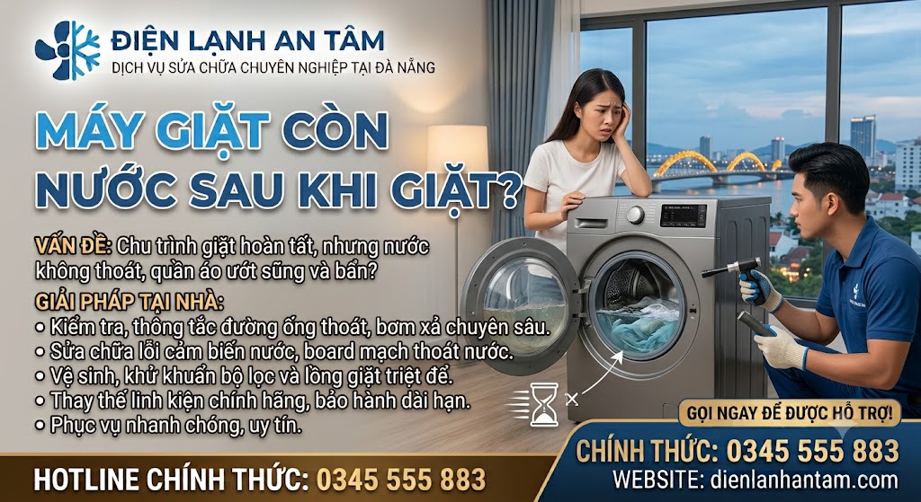 Máy giặt còn nước sau khi giặt