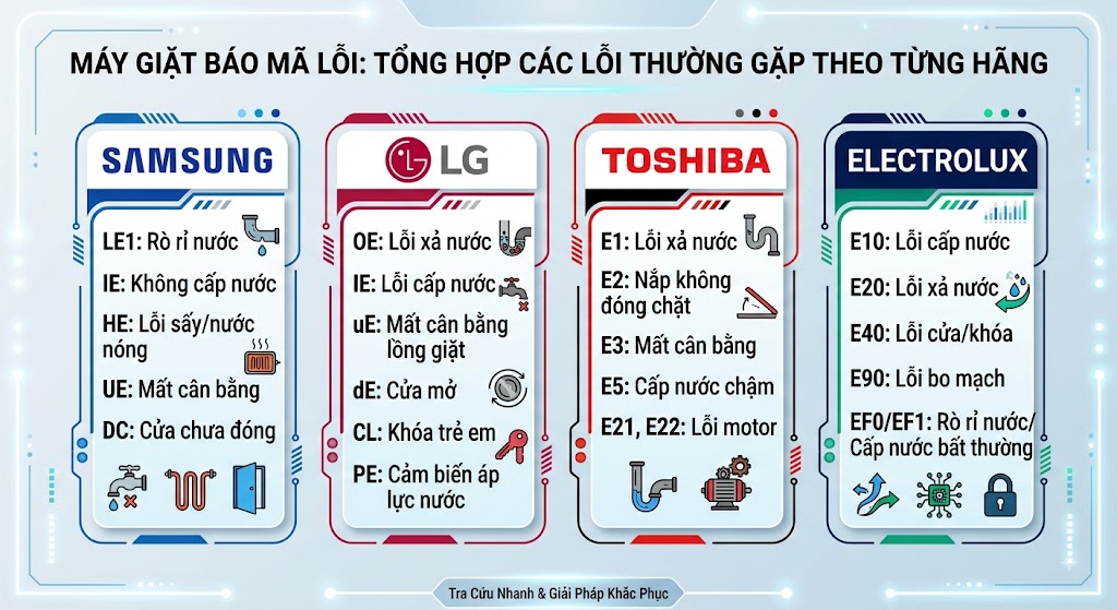 máy giặt báo mã lỗi