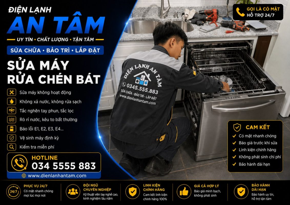 sửa máy rửa chén tại Bình Dương