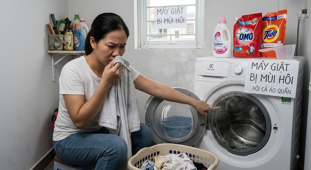 máy giặt có mùi hôi