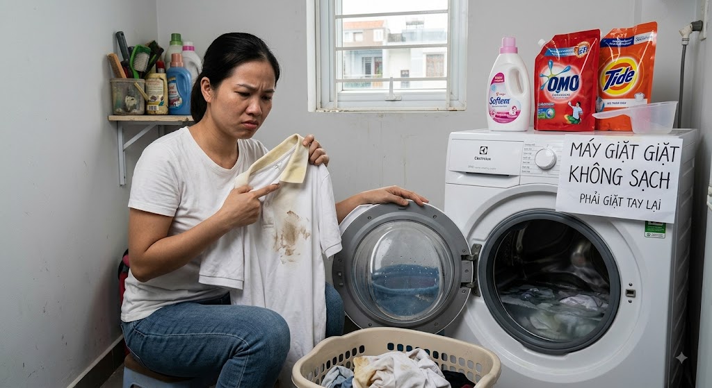 máy giặt giặt không sạch
