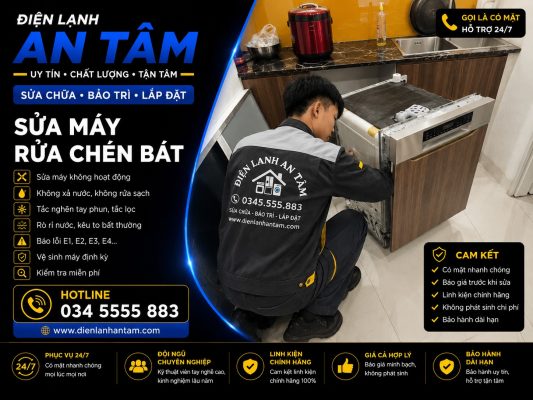 máy rửa bát xả nước liên tục